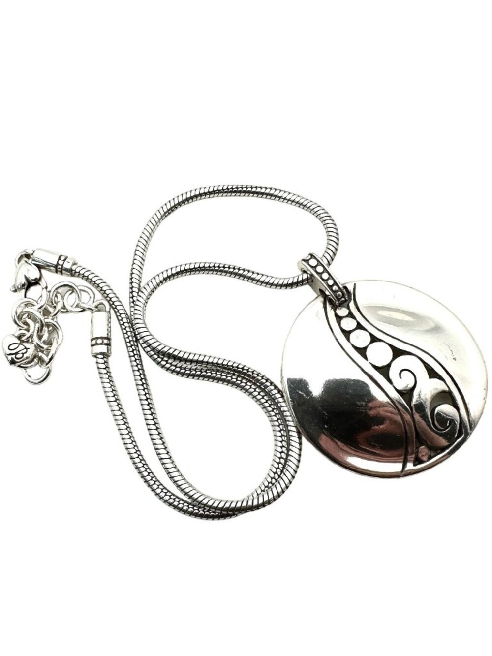Brighton Womens Necklace Silver Large Circle Pendant 16 - 18 Inch
